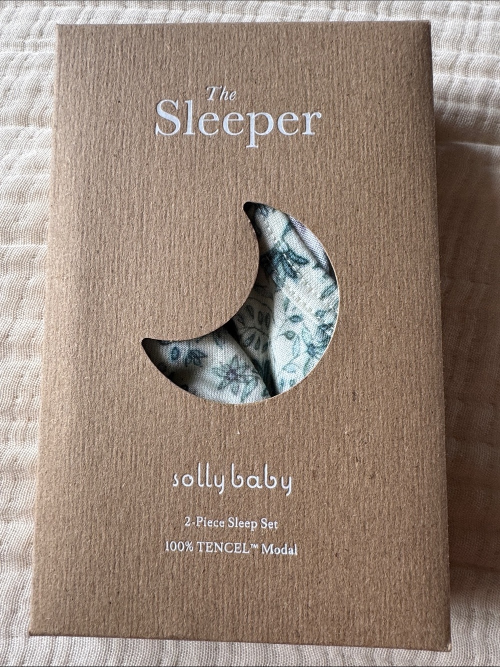 solly baby Cream Sleep Set with Green Floral Print